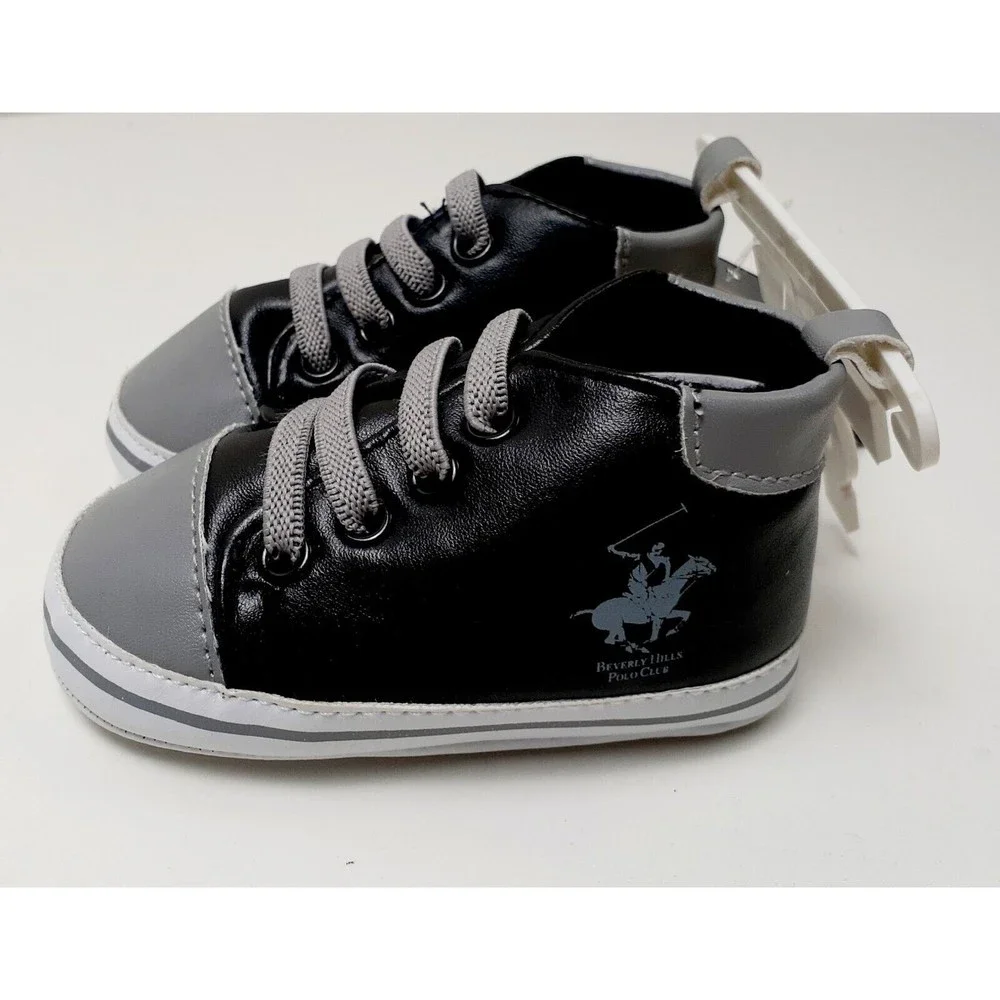 NWT! Beverly Hills Polo Club Infant Baby Sneaker-Style Shoes Navy/Gray Size 3